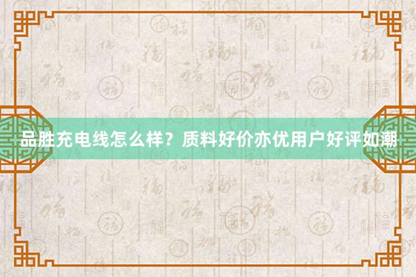 品胜充电线怎么样？质料好价亦优用户好评如潮